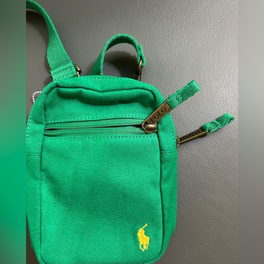 RALPH LAUREN POLO Shoulder  Crossbody Bag Cotton Green Small - Picture 4 of 4